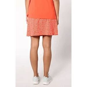 Sport Savvy Womens 3X Printed Skort Orange Poppy Dot Elastic Waist Pockets NWOT)